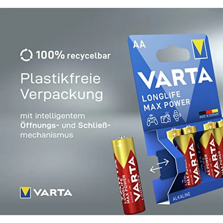 VARTA Longlife Max Power Batterie AA Mignon Alkaline Batterien LR6, 4er Pack – Bild 5