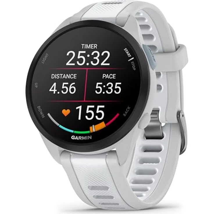 Garmin Forerunner 165 Musik, Lauf-Smartwatch, buntes AMOLED-Display, Trainingsmetriken und Wiederherstellungseinblicke, Musik am Handgelenk, Weißstein – Bild 3