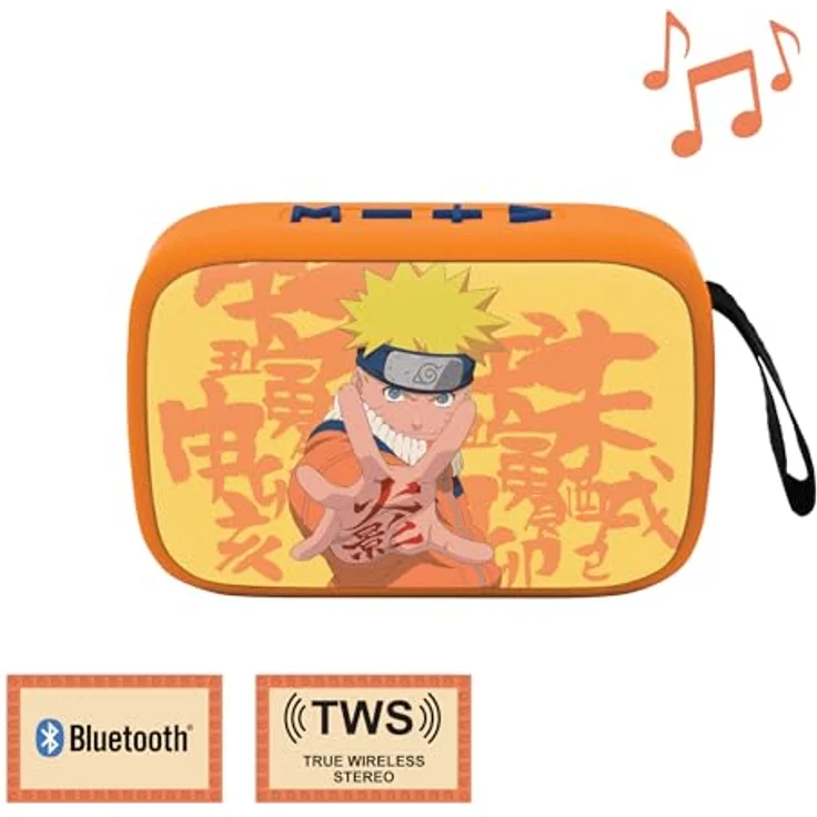 Lexibook BT018NA, Tragbarer Bluetooth-Lautsprecher im Naruto-Design, kabellos, USB-C, SD/TF-Karten-Slot, wiederaufladbarer 1200-mAh-Akku, orange – Bild 2