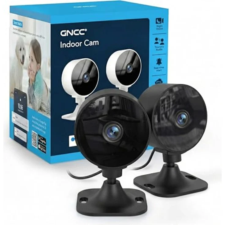 GNCC 2 Pack Überwachungskamera Innen, 1080P Full HD, 2.4G Wi-Fi, Nachtsicht bis 10m, Zwei-Wege-Audio, Cloud/SD-Speicher – Bild 1