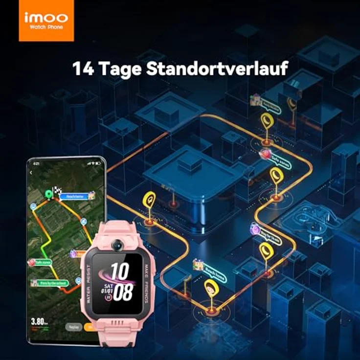 imoo Smartwatch Kinder Watch Phone Z7, 4G Smartwatch mit HD Video, GPS Echtzeitstandort, Schrittzähler und 4 Sportmodi, IPX8 wasserdicht, Rosa – Bild 5