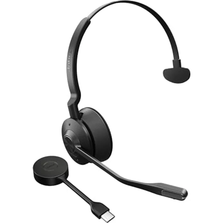 Jabra Engage 55 SE Mono-Headset UC, Link 400c DECT-Adapter USB-C, 1,2 m USB-C-auf-USB-C-Kabel, Tragetasche, Garantie und Warnung (Sicherheitsbroschüren) - Professionelles Headset mit DECT Wireless Security, 150m Reichweite, leicht und komfortabel, biegbarem Design, Jabra – Bild 3