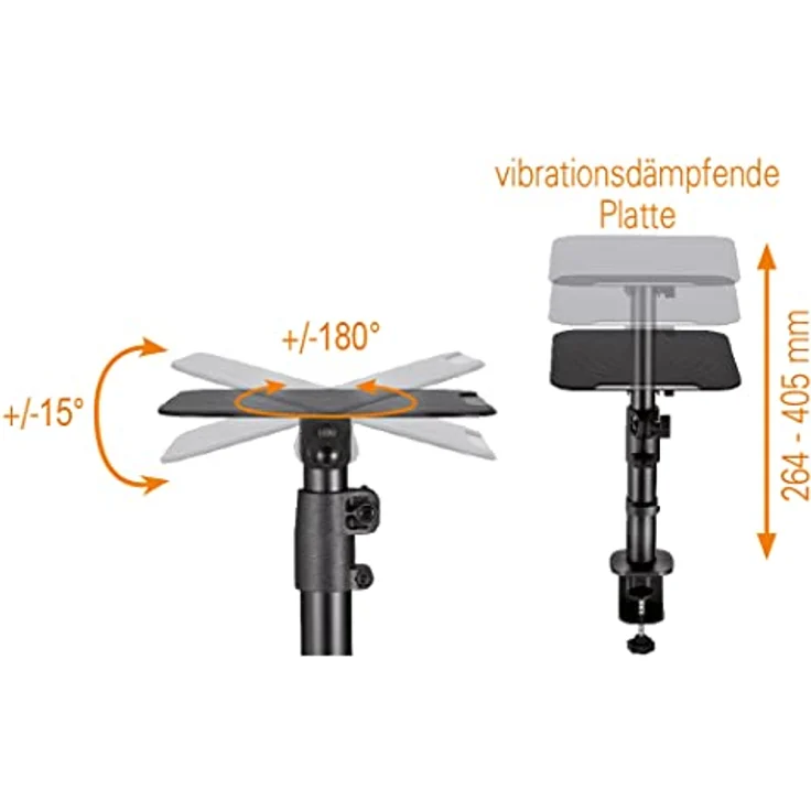 mywall Tischhalterung HS30L Universelle Lautsprecher Tischhalterung, Neigbar +/-15° mit Einer Belastung bis zu 15 kg, schwarz, 2 Ständer für Lautsprecherboxen – Bild 4