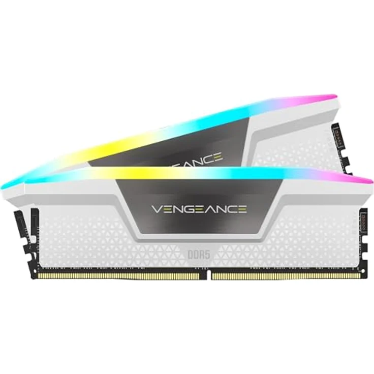 CORSAIR Vengeance RGB DDR5 RAM 64GB (2x32GB) 6000MHz CL30 Intel XMP iCUE Kompatibler Computerspeicher - Weiß (CMH64GX5M2B6000C30W) – Bild 2