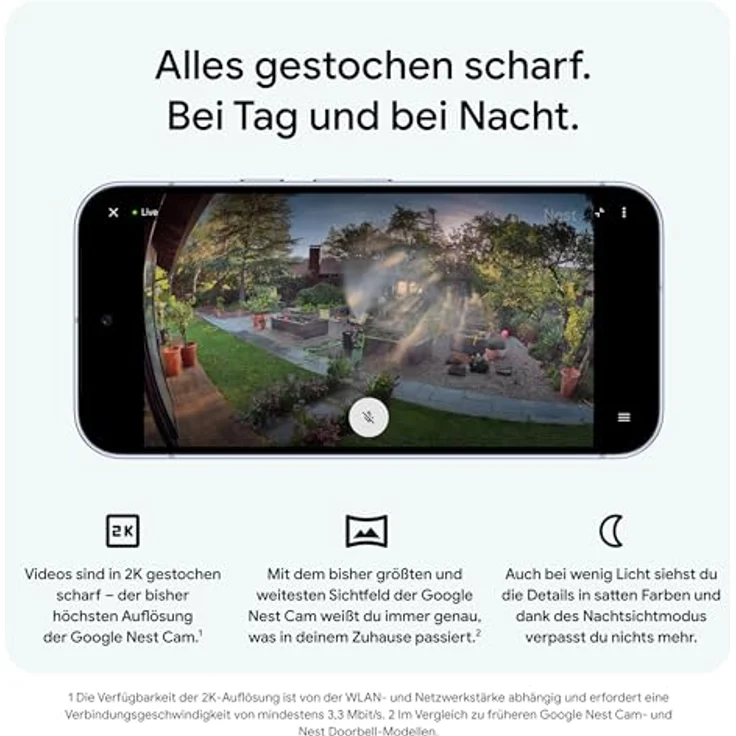 Google Nest Cam (Outdoor, mit Kabel, 2. Generation) – Sicherheitskamera mit 2K-Video und Nachtsicht, funktioniert mit Google Home, Farbe: Snow – Bild 5
