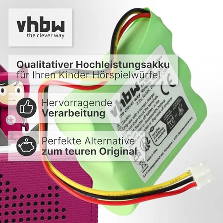 vhbw Akku kompatibel mit Toniebox Tonie Box Lautsprecher Boxen Speaker (2000mAh, 3,6V, NiMH) – Bild 8