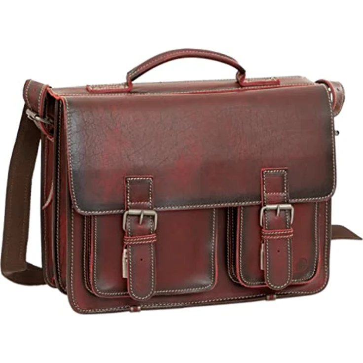 Greenburry Aktentasche Leder Schultasche XL Lehrertasche Tasche New Buffalo rot Damen Herren Schule Uni Arbeit – Bild 1