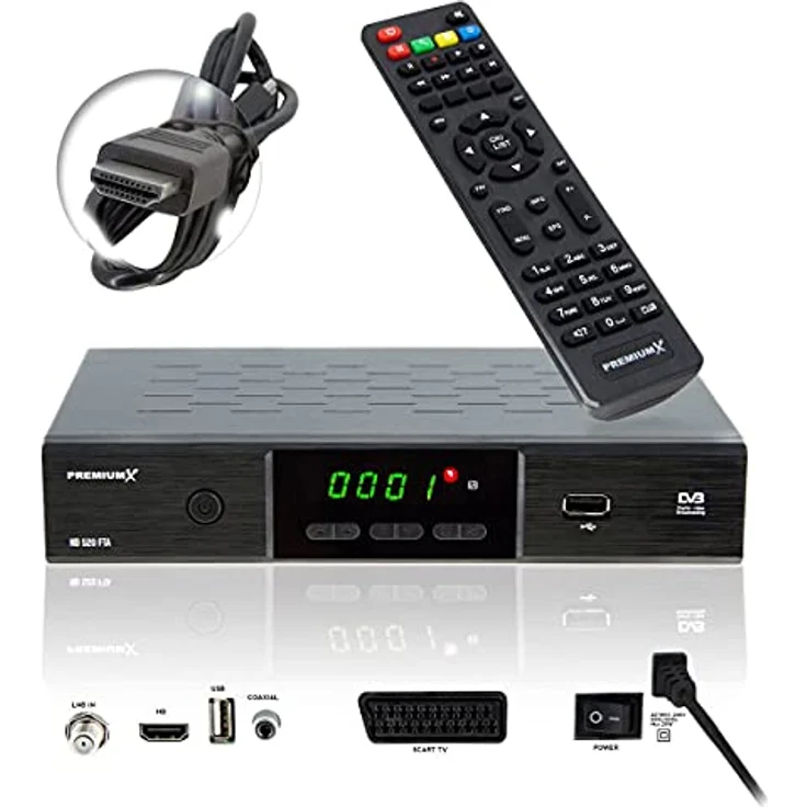 PremiumX Satelliten-Komplettanlage 60cm Antenne Hellgrau, Quad LNB für bis zu 4 Teilnehmer, 4x DVB-S2 FullHD Receiver inkl. HDMI-Kabel – Bild 3