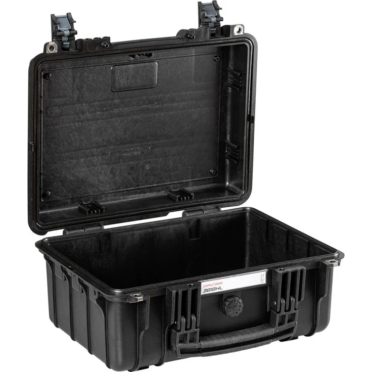 Explorer Cases Outdoor Koffer 3818HL.B E, wasserdichter Kamerakoffer, schwarz, 18,50 l, IP67 zertifiziert, stoßfest