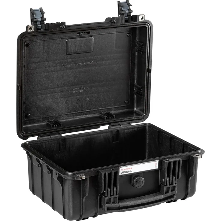 Explorer Cases Outdoor Koffer 3818HL.B E, wasserdichter Kamerakoffer, schwarz, 18,50 l, IP67 zertifiziert, stoßfest