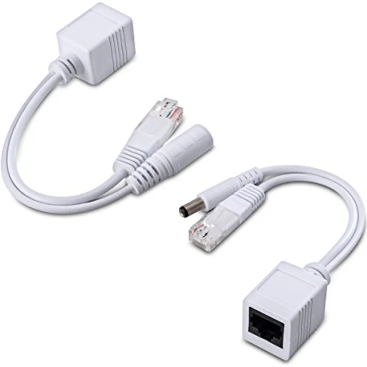 kwmobile Passive Power Over Ethernet PoE Adapter Kabel Set - Injektor + Splitter Kabel für Netzwerk, IP Telefon und IP Kamera, Schwarz