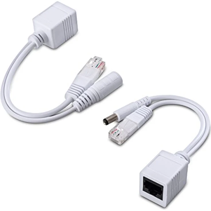 kwmobile Passive Power Over Ethernet PoE Adapter Kabel Set - Injektor + Splitter Kabel für Netzwerk, IP Telefon und IP Kamera, Schwarz – Bild 1