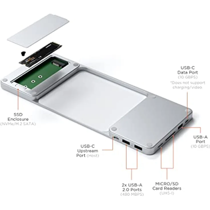 Satechi ST-UCISDS - USB-C Slim Dock für 2021 iMac (24 Zoll) - Silber - USB 3.2 Gen 2 - NVMe,SATA - M.2 – Bild 2