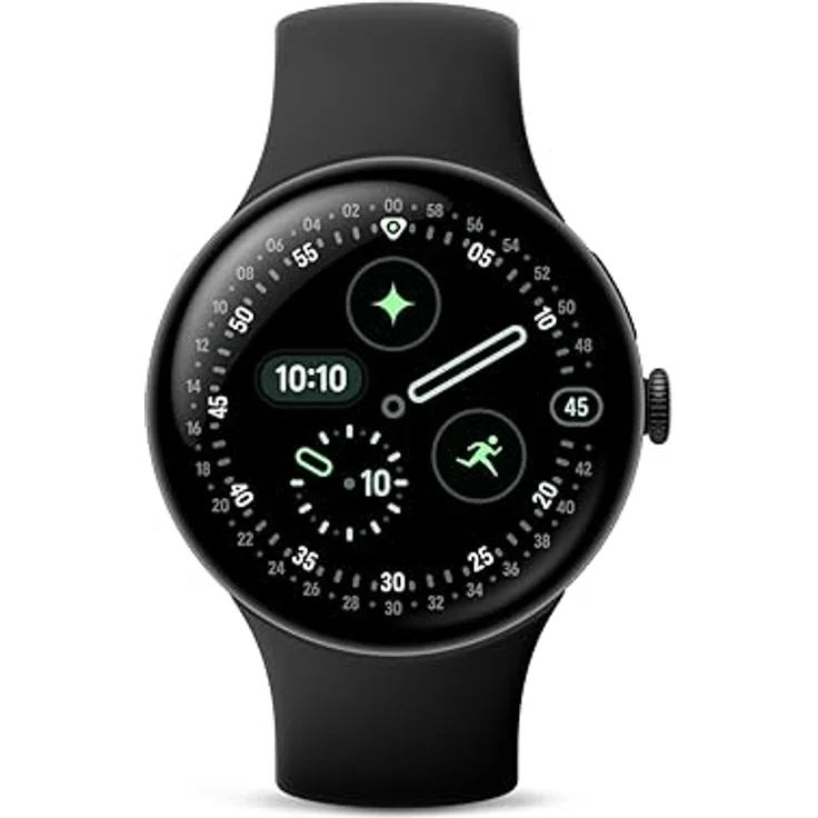 Google Pixel Watch 4 (45 mm), Android-Smartwatch mit Gesundheits- und Fitness-Tracking, Aluminiumgehäuse Matte Black, Sportarmband Obsidian, WLAN – Bild 2