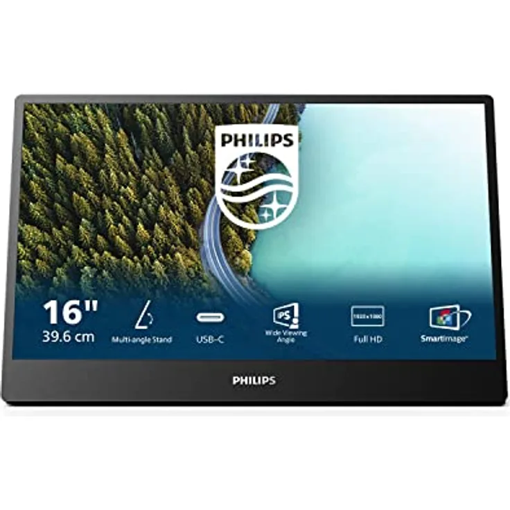 Philips 16B1P3302 - tragbarer FHD USB-C Monitor (1920x1080, USB-C Anschluss, Mehrwinkel Standfuss) schwarz