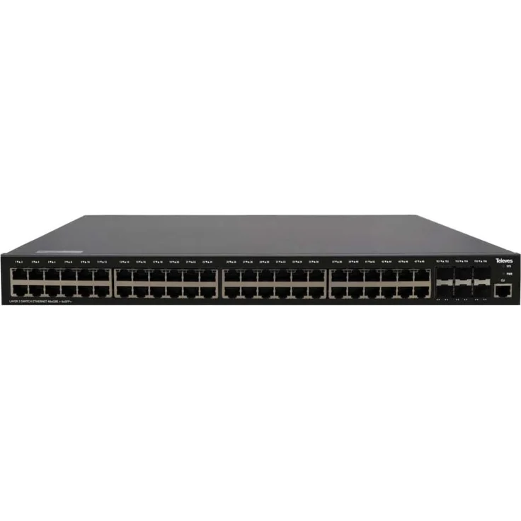 Televes SWI-48-L3 (48 Ports), Netzwerk Switch mit L348xGbE+SFP, grau
