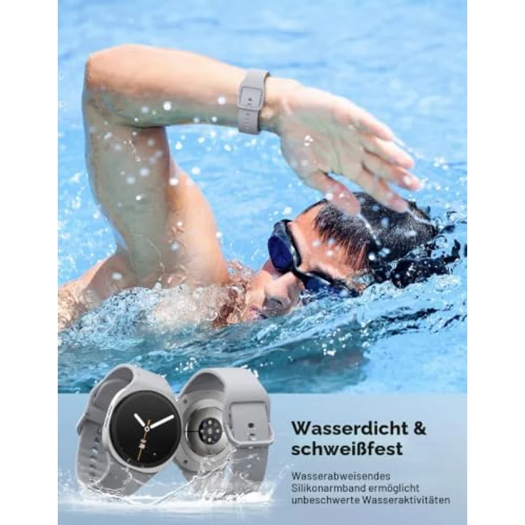 MoKo Sport Armband für Samsung Galaxy Watch 9/8/8 Classic, M/L, Silikon, atmungsaktiv, wasserdicht, verstellbar – Bild 4