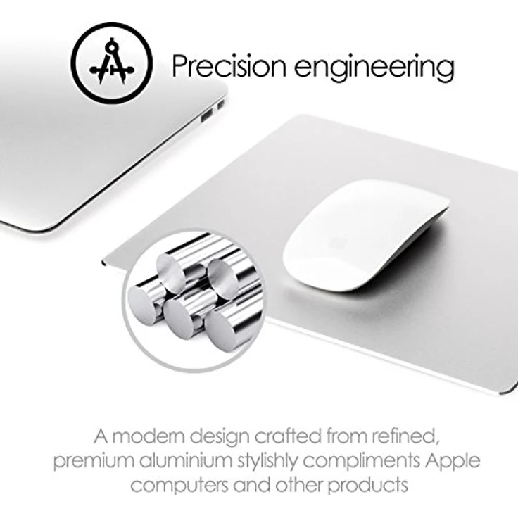 Desire2 Aluminium Rectangular Mouse Pad, elegantes Gaming-Mauspad in Silber – Bild 3
