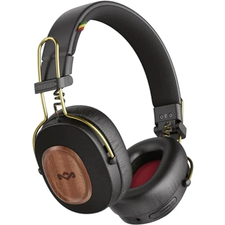 Marley House of Positive Vibration Riddim, kabellose On-Ear Bluetooth Kopfhörer mit 50 Std. Spielzeit, USB-C Schnellladen, integriertes Mikrofon, Rasta – Bild 1