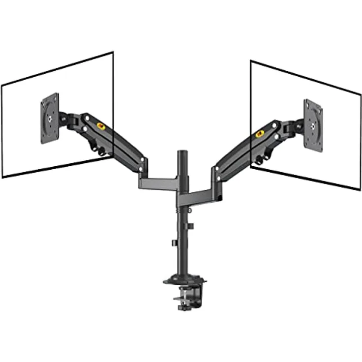 Ergosolid Tischhalterung mit Gasfeder für Dual 22-32 Zoll LCD LED Monitore mit VESA max. 100 x 100 mm, bis 12 kg, H180, 22" - 35"