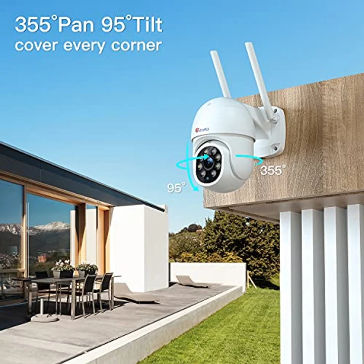 ctronics PTZ Überwachungskamera Aussen,1080P Kabellose IP WLAN Outdoor Kamera mit Automatische Verfolgung, 30m Nachtsicht in Farbe, 2-Wege Audio, IP66 Wasserdicht, Unterstützt 64GB SD-Karten – Bild 2