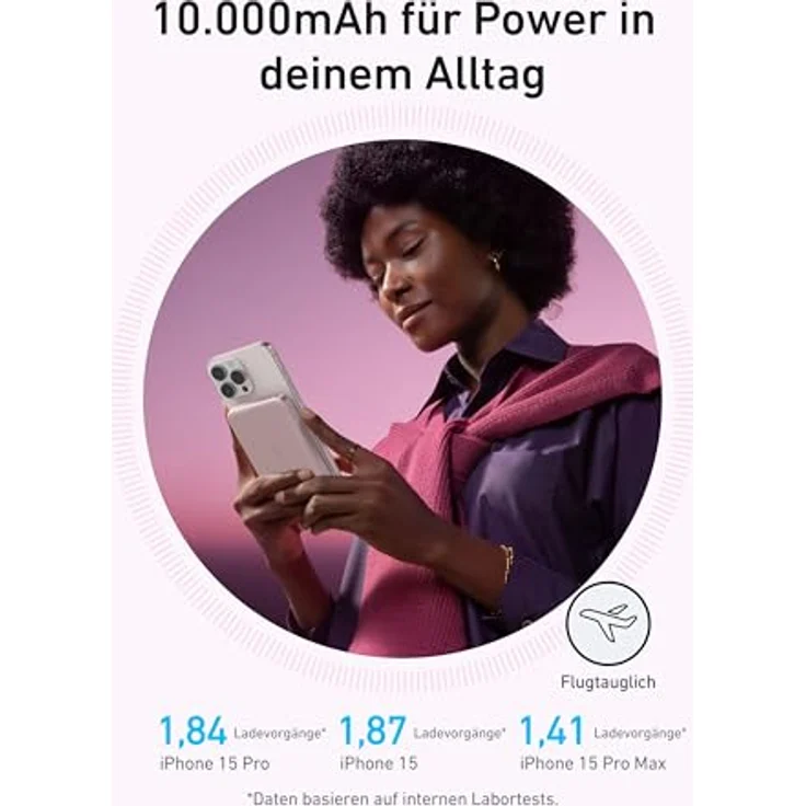 Anker MagGo Powerbank, Ultra-schlankes 10.000mAh magnetisches Akkupack, Qi2-zertifiziert, portabel, 15W Ultra-schnelles MagSafe-kompatibles Ladegerät, ergonomisches Design - Nur für iPhone 15/14/13/12 – Bild 5