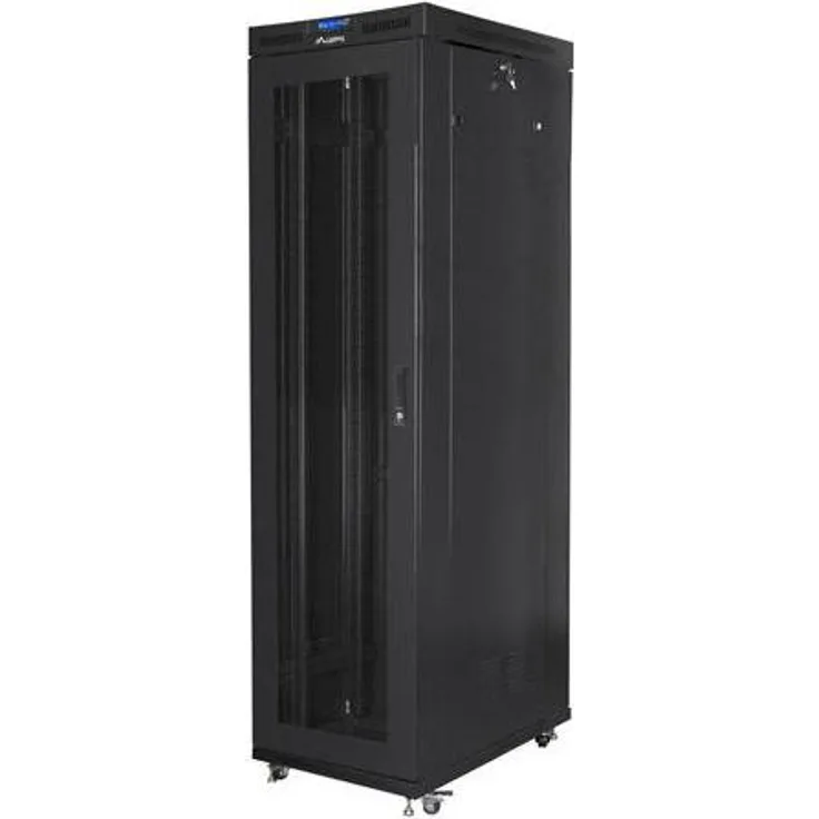 Lanberg 19" 47U Netzwerk Rack mit LCD Display, perforierte Tür, Schwarz RAL 9004