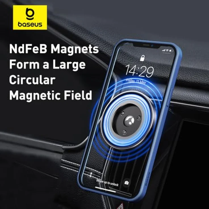 Baseus MagSafe Magnetic Car Mount, Smartphone Halterung mit 360 Grad Drehung, Schwarz – Bild 4