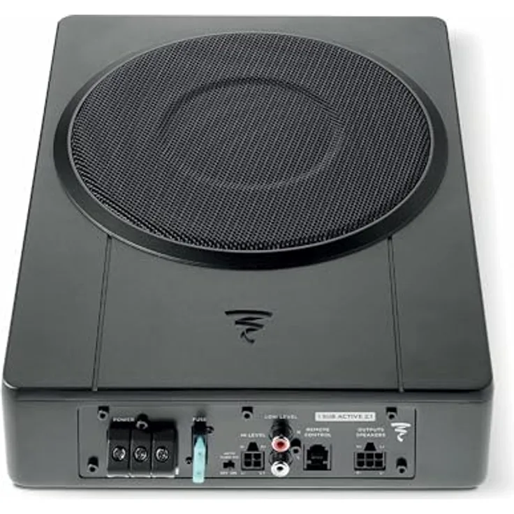 Focal Verstärkter Untersitz-Subwoofer mit integriertem 2-K-Verstärker, 20 cm (8 Zoll), 260 Watt, einstellbarer Hochpass-/Tiefpassfilter