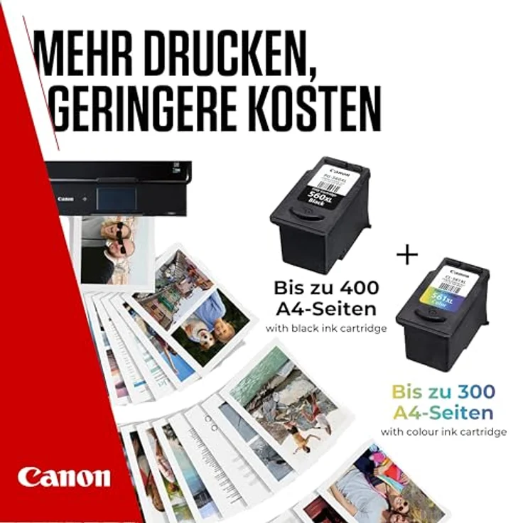 Canon PG-560XL und CL-561XL Vorteilspack, Schwarz und Farbe mit Fotopapier, für bis zu 400 Schwarz- und 300 Farbdokumente – Bild 5