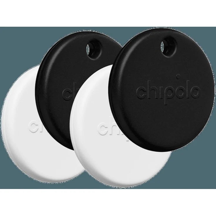 Chipolo POP 4-Pack, Bluetooth-Tracker für Android und iOS, lauter Alarm 120 Dezibel, Schwarz