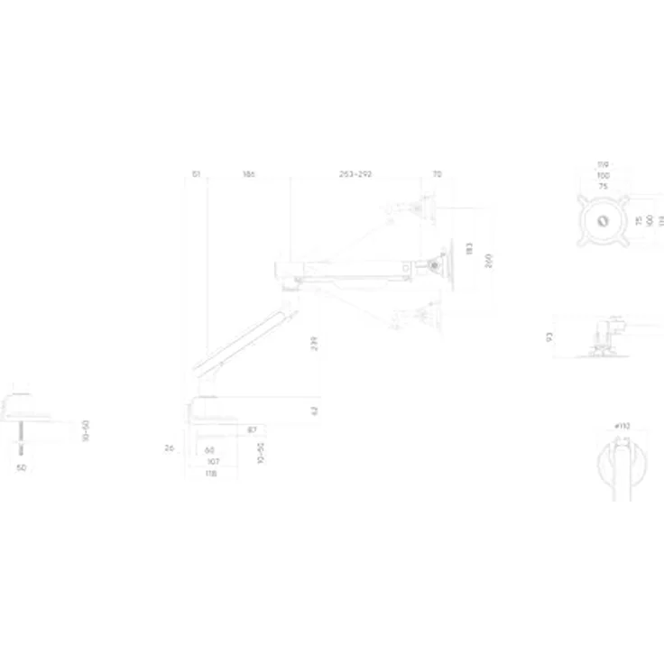 One For All Design Single Monitor-Tischhalterung, höhenverstellbar für 33-88,9 cm (13-35 Zoll), schwarz – Bild 9