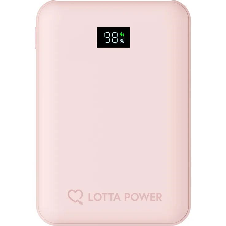 Lotta Power Mini 10.000 mAh Powerbank, 20W Schnellladen, LED-Display, USB-C, Rosé