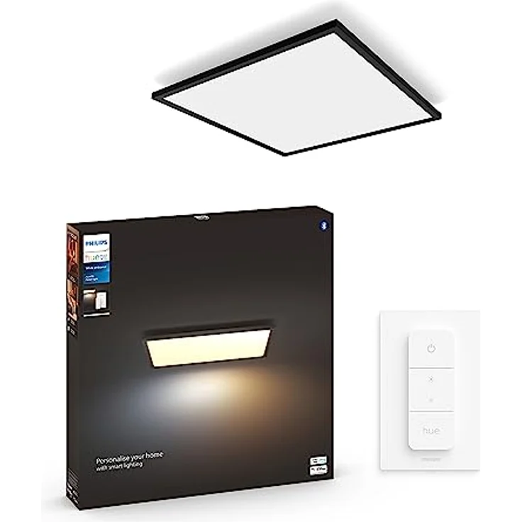 Philips Hue White Ambience Aurelle Panelleuchte, schwarz inkl. Dimmschalter, 60x60cm, alle Weißschattierungen, steuerbar via App, kompatibel mit Amazon Alexa (Echo, Echo Dot) – Bild 1