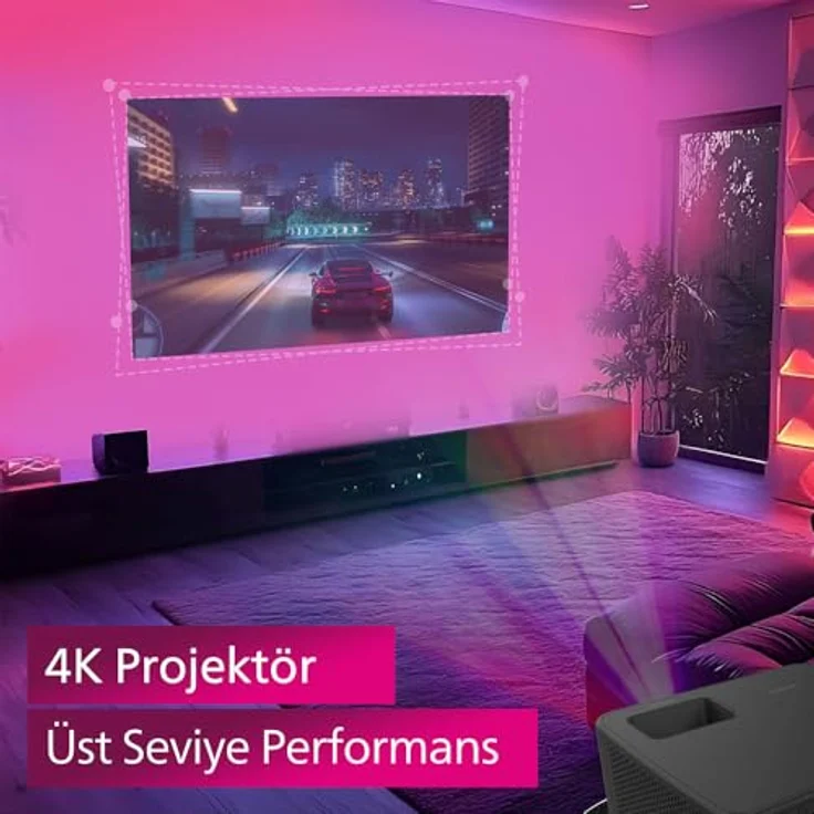 Philips GamePix 900, 4K-Beamer mit 3840 x 2160 Pixel, 6 ms Latenz, 240 Hz Bildwiederholrate, 1000 Lumen, WiFi 6, schwarz – Bild 4