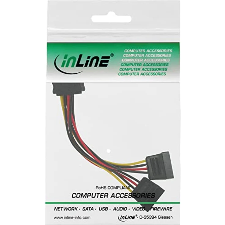 InLine Netzkabel intern 1xSATA/Bu. auf 2xSATA/St. 0.15m (29683) – Bild 3