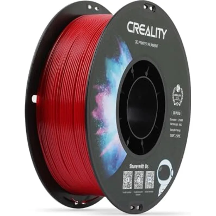 Creality 3D PETG 1 kg, Hochwertiges 3D-Druckmaterial in Rot (Polyéthylène Teréphtalate glycolisé)
