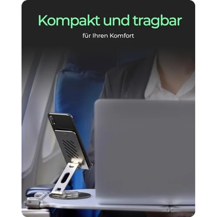 ICY Box IB-TH201-R, 360° Smartphone- und Tablet-Ständer bis 12,9 Zoll, Aluminium & Karbonstahl, ergonomisch verstellbar, kompakt & tragbar – Bild 4