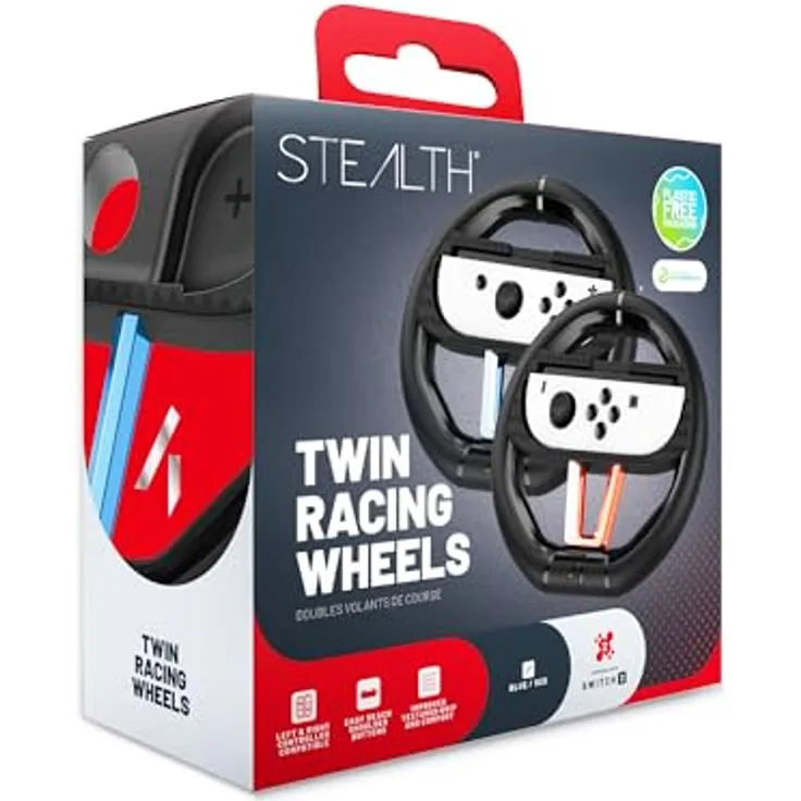 STEALTH S2-RW2, Steuerrad für Nintendo Switch 2, Schwarz, Twin Racing Wheels, Mehrfarbig
