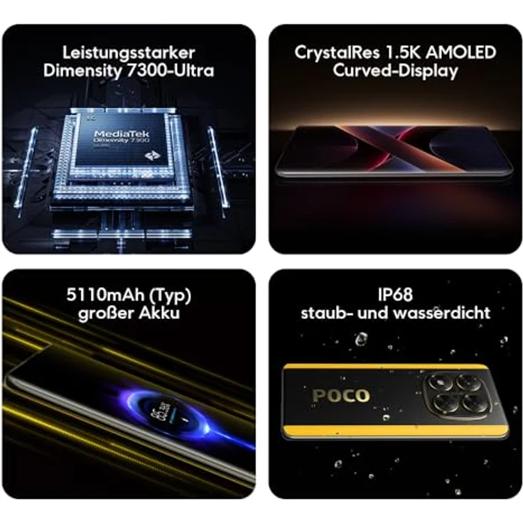 Xiaomi Poco X7 Smartphone, 12+512GB, Schwarz, 50MP Hauptkamera mit OIS, 5110mAh Akku, IP68 – Bild 2