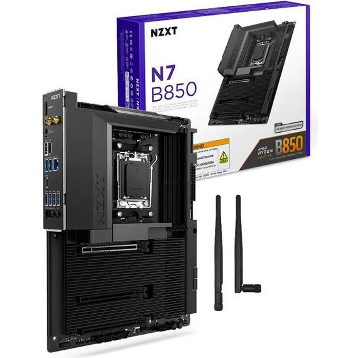 NZXT N7 B850 WiFi Black, ATX Mainboard für AMD AM5 Prozessoren mit DDR5-SDRAM, 2.5 Gb Ethernet und Wi-Fi 6E