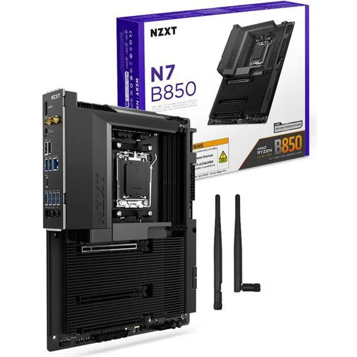 NZXT N7 B850 WiFi Black, ATX Mainboard für AMD AM5 Prozessoren mit DDR5-SDRAM, 2.5 Gb Ethernet und Wi-Fi 6E