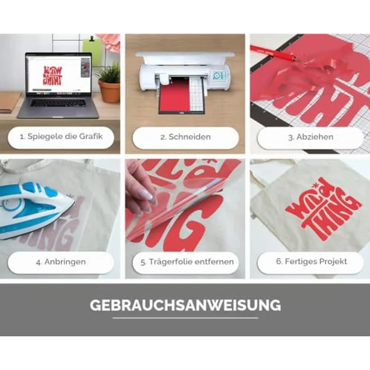 Siser Transferfolie, PVC-freie Folie für Cad-Cut-Anwendungen, Schnittbreite 30 cm, hellrot, hohe Waschbeständigkeit – Bild 3