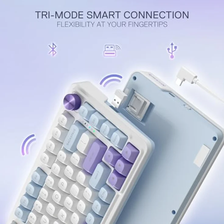 Redragon K673 MAX 75% kabellose Gasket RGB-Gaming-Tastatur, 3 Modi, 81 Tasten, kompakte PBT-Tastatur mit Hot-Swap, dedizierter Knopfsteuerung und 5-lagiger Geräuschdämpfung, linearer Schalter – Bild 3