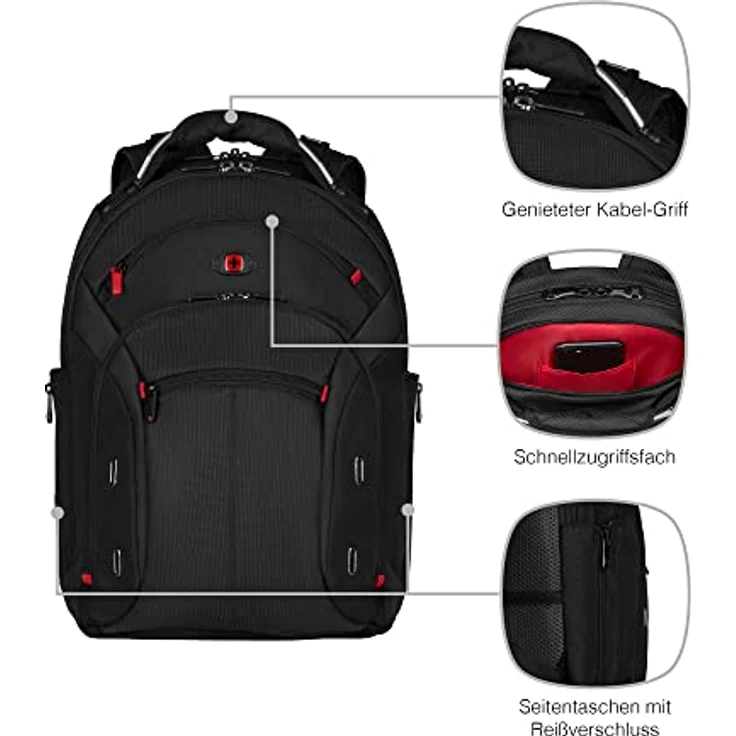 WENGER Gigabyte Laptop-Rucksack mit Tabletfach, Notebook bis 16 Zoll, Tablet bis 10 Zoll, Organizer, 17 l, Damen Herren, Büro Business-Reisen Uni, Schwarz, 600627 – Bild 4