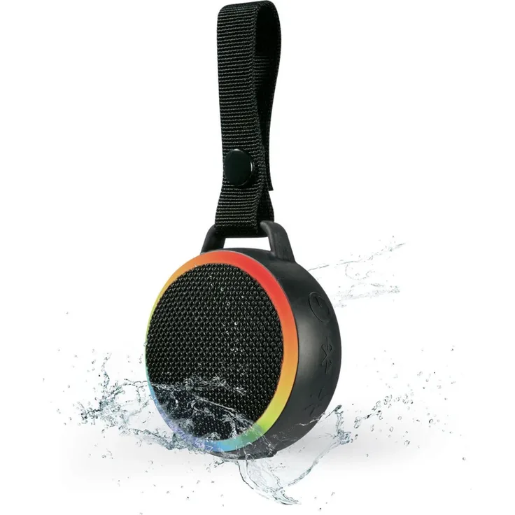 Silvercrest Bluetooth Lautsprecher Sound Spot, Wasserdicht mit Licht, Schwarz, 16 Stunden Akkulaufzeit, True Wireless Stereo