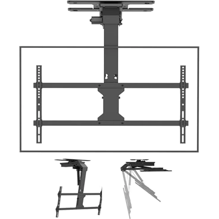 Xantron DEHA-800EXL-Roto, Elektrische motorisierte WiFi Deckenhalterung, klappbar und drehbar für TV Monitore 43 - 86", mattschwarz, VESA-kompatibel – Bild 1