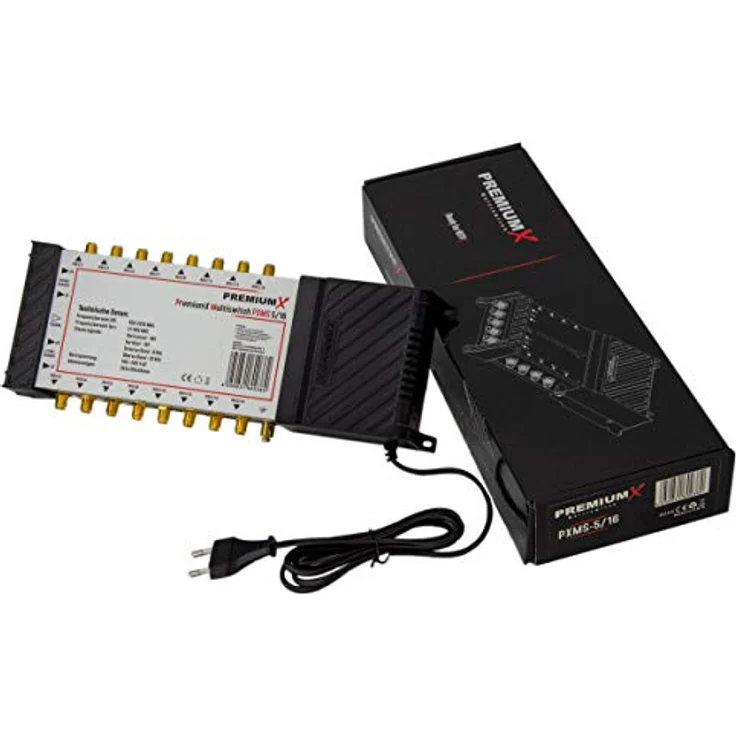 PremiumX SAT-Multischalter Set 5/16 Deluxe mit Quattro LNB und 40x F-Stecker, 4x SAT Eingänge, 16 Ausgänge, für HDTV 4K UHD Empfang – Bild 7