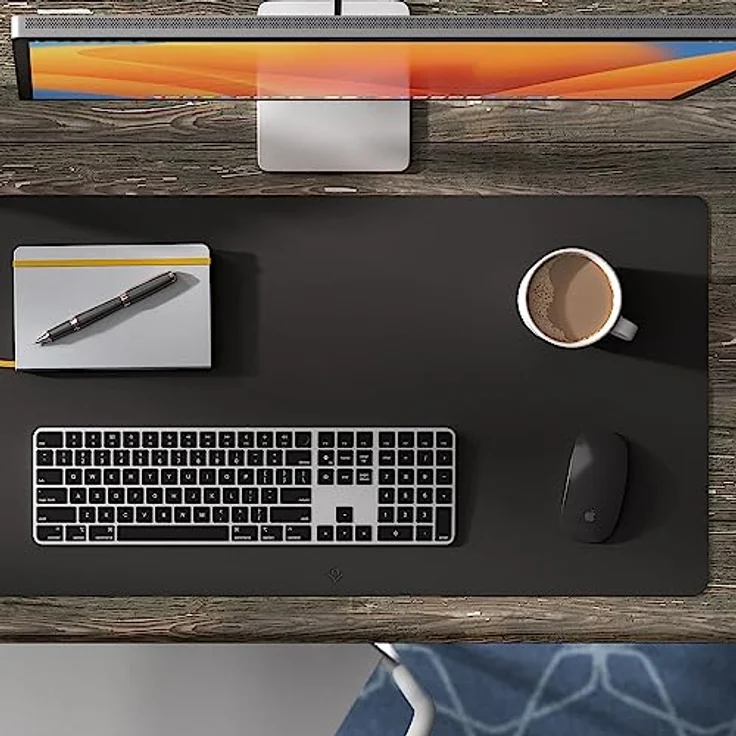 Twelve South DeskPad | Nachhaltige Leder-Verlängerungsmatte für die Maus, spritzwasserfest, rutschfeste Mausoberfläche, optimale Größe für den Displaygebrauch, Schwarz, Mittel – Bild 5