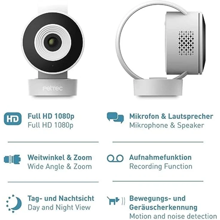 PetTec Haustierkamera mit App Bewegungsmelder Handyübertragung WiFi Hundekamera WLAN Hunde Kamera Zuhause Haustier Überwachungskamera – Bild 2